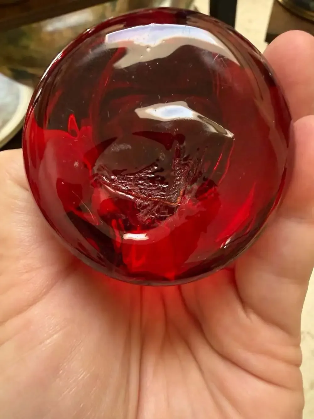 Vintage Viking Glass Ruby Red Cat Figurine Paperweight